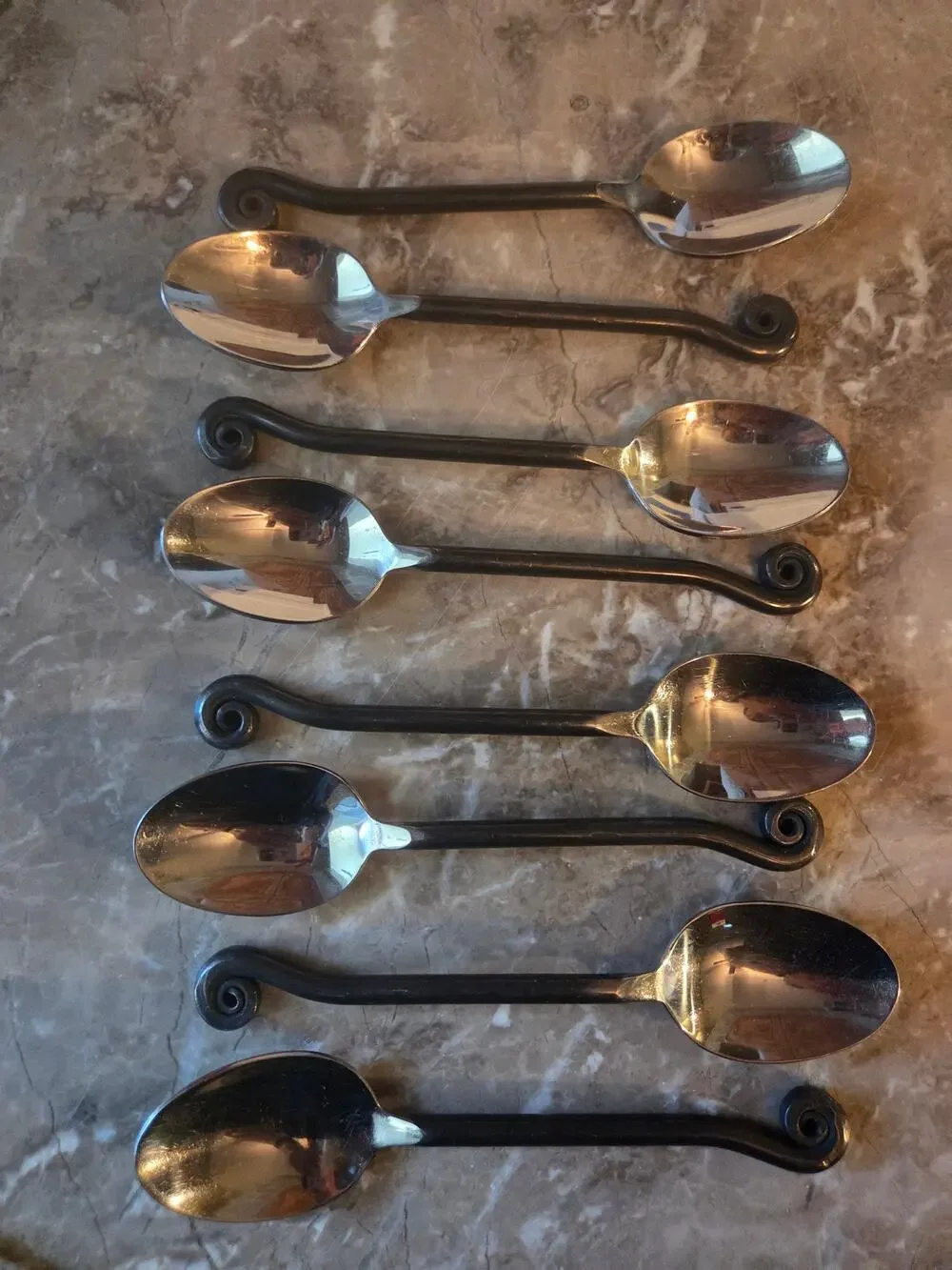 Hampton Silversmiths Coil Tip Large Dinner Spoons Set of 8